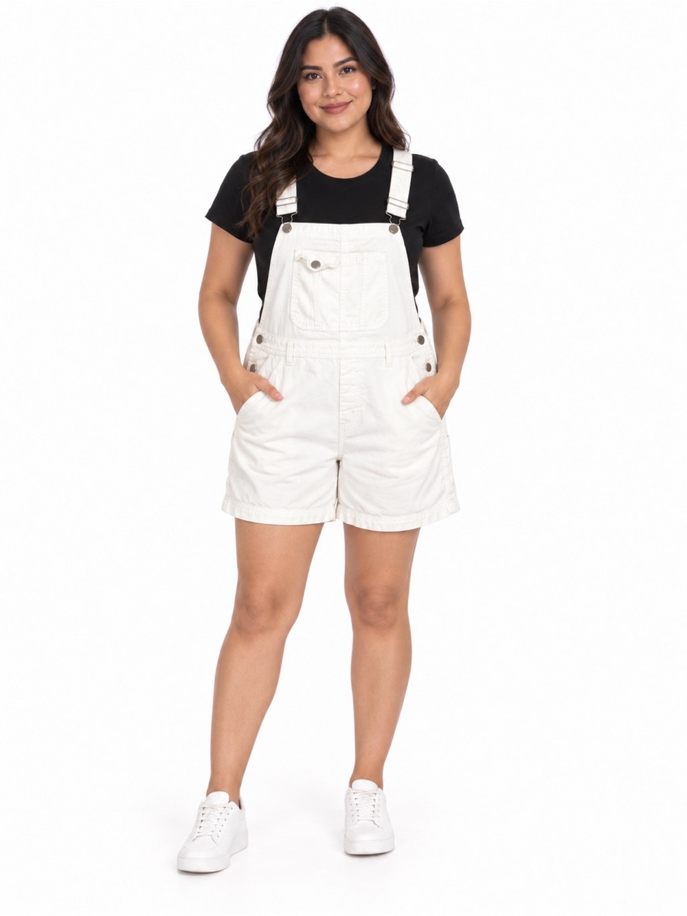 No Boundaries Women’s White Short Overalls – Size XXL/2X (19–21)